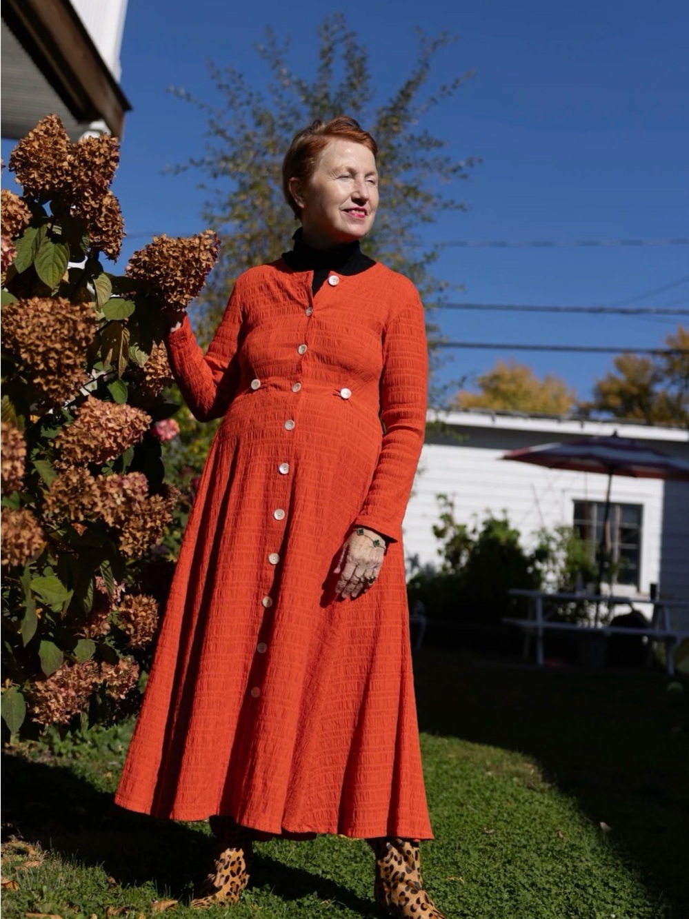 Nikki Chasin Baroness Dress - Tomato Crinkle